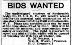 Bids Wanted, circa 1885 snohomish stories